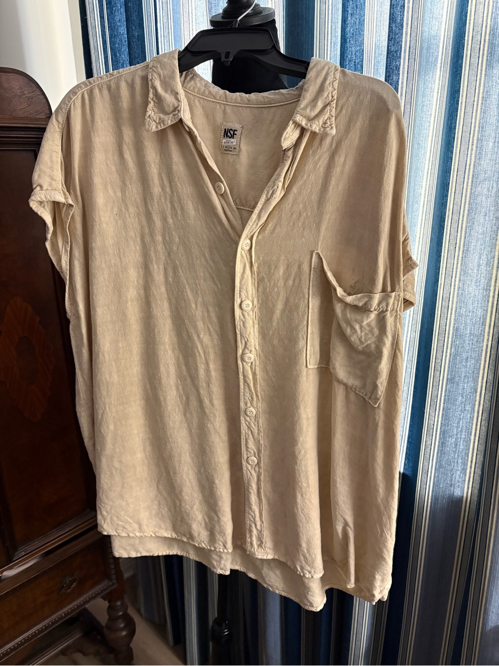 NSF Men's Casual Button-Down Shirt in Beige